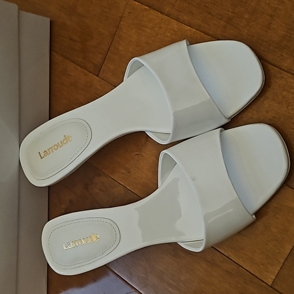 Larroude white mules size 7.5 US